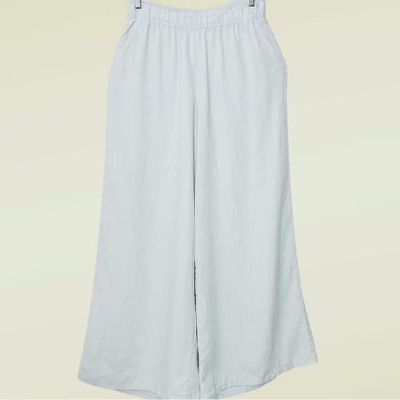 90s Coastal 100% Linen Wide Leg Breezy Beach Pants M Gray/Green Sigrid Olsen - Picture 5 of 11